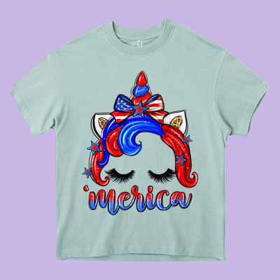 4th Of July 'merica Unicorn Heavy Core Tee Designed By Zillion Design Studio