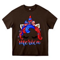 Chocolate Brown 4th of july 'merica unicorn Heavy Core Tee - Zillion Design Studio