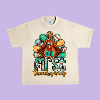 My First Thanksgiving Turkey Urban Heavy Tee Designed By Jasminsmagicworld