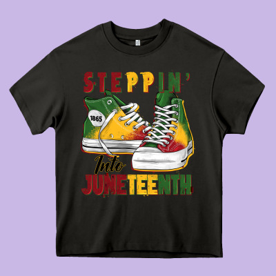 Steppin' Into Juneteenth Heavy Core Tee Designed By Barkaloodesign