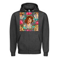 Charcoal Heather Hairdresser Western Girl And Hair Curler Seamless Pattern Bbs Zipper Hoodie - BundleAndBundleShop