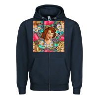 Navy Hairdresser Western Girl And Hair Curler Seamless Pattern Bbs Zipper Hoodie - BundleAndBundleShop