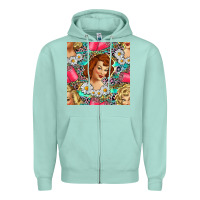 Seafoam Hairdresser Western Girl And Hair Curler Seamless Pattern Bbs Zipper Hoodie - BundleAndBundleShop
