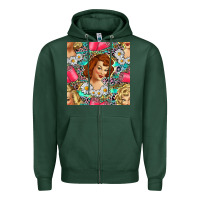 Sports Green Hairdresser Western Girl And Hair Curler Seamless Pattern Bbs Zipper Hoodie - BundleAndBundleShop