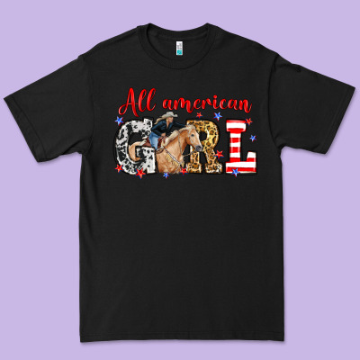 All American Girl With Cowgirl Premium Tee Designed By Neo Western