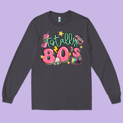 Totally 80s Retro Vintage Long Sleeve Tee Designed By Maliassmallbusiness