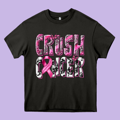 Crush Cancer Heavy Core Tee Designed By Texasbilliewilder