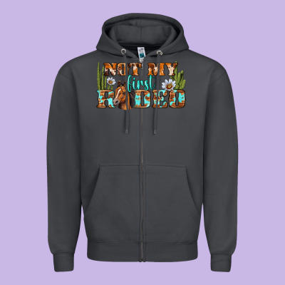 Not My First Rodeo Western Zipper Hoodie Designed By Bundleandbundleshop
