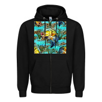 Black Lake Fish And Reeds With Leopard Seamless Pattern Bbs Zipper Hoodie - BundleAndBundleShop