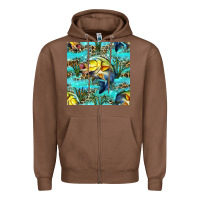 Chestnut Lake Fish And Reeds With Leopard Seamless Pattern Bbs Zipper Hoodie - BundleAndBundleShop