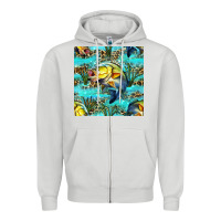 Dove Grey Lake Fish And Reeds With Leopard Seamless Pattern Bbs Zipper Hoodie - BundleAndBundleShop