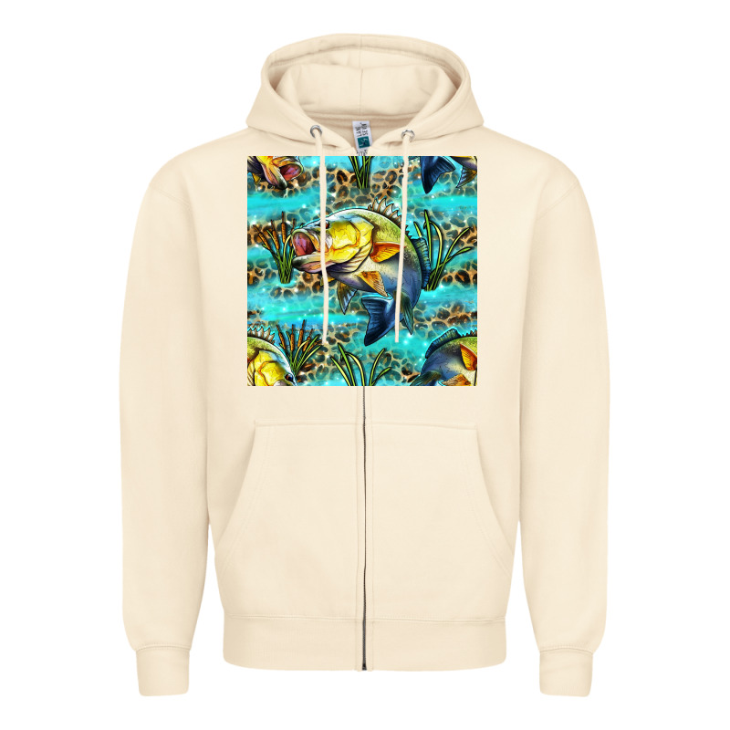 Lake Fish And Reeds With Leopard Seamless Pattern Bbs Zipper Hoodie by BundleAndBundleShop | Teevron