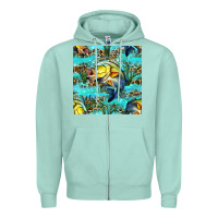 Seafoam Lake Fish And Reeds With Leopard Seamless Pattern Bbs Zipper Hoodie - BundleAndBundleShop
