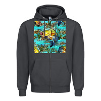 Smoke Lake Fish And Reeds With Leopard Seamless Pattern Bbs Zipper Hoodie - BundleAndBundleShop