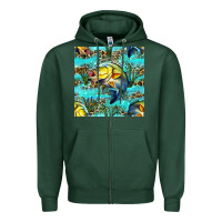 Sports Green Lake Fish And Reeds With Leopard Seamless Pattern Bbs Zipper Hoodie - BundleAndBundleShop