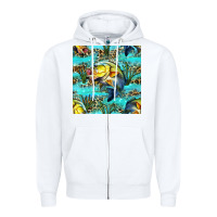 White Lake Fish And Reeds With Leopard Seamless Pattern Bbs Zipper Hoodie - BundleAndBundleShop