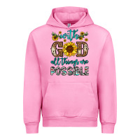Fuchsia Pink with god all things are possible Urban Hoodie - OliviaCreatesArt