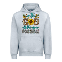 Heather Grey with god all things are possible Urban Hoodie - OliviaCreatesArt