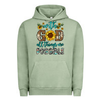 Pigment Oil Green with god all things are possible Urban Hoodie - OliviaCreatesArt