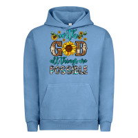 Pigment Pebble Blue with god all things are possible Urban Hoodie - OliviaCreatesArt