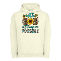 Pigment Pistachio with god all things are possible Urban Hoodie - OliviaCreatesArt