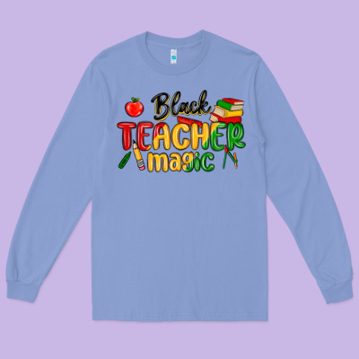 Black Teacher Magic Juneteenth Long Sleeve Tee Designed By Maliassmallbusiness
