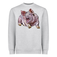 Heather Grey Landrace Pig Heavyweight Sweatshirt - LillyAllenDesigns