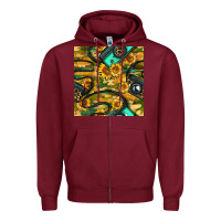 Burgundy Leopard Digital Camera And Sunflowers With Camouflage Seamless Pattern Zipper Hoodie - BundleAndBundleShop