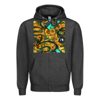 Charcoal Heather Leopard Digital Camera And Sunflowers With Camouflage Seamless Pattern Zipper Hoodie - BundleAndBundleShop