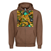 Chestnut Leopard Digital Camera And Sunflowers With Camouflage Seamless Pattern Zipper Hoodie - BundleAndBundleShop
