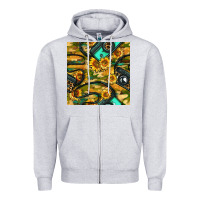 Heather Grey Leopard Digital Camera And Sunflowers With Camouflage Seamless Pattern Zipper Hoodie - BundleAndBundleShop