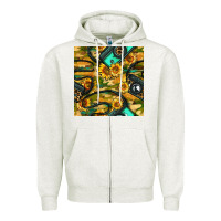Oatmeal Heather Leopard Digital Camera And Sunflowers With Camouflage Seamless Pattern Zipper Hoodie - BundleAndBundleShop