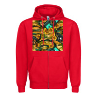 Red Leopard Digital Camera And Sunflowers With Camouflage Seamless Pattern Zipper Hoodie - BundleAndBundleShop