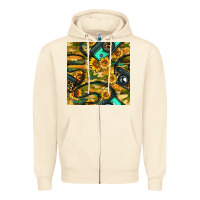 Sandshell Leopard Digital Camera And Sunflowers With Camouflage Seamless Pattern Zipper Hoodie - BundleAndBundleShop