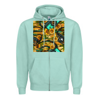 Seafoam Leopard Digital Camera And Sunflowers With Camouflage Seamless Pattern Zipper Hoodie - BundleAndBundleShop