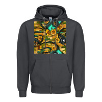 Smoke Leopard Digital Camera And Sunflowers With Camouflage Seamless Pattern Zipper Hoodie - BundleAndBundleShop