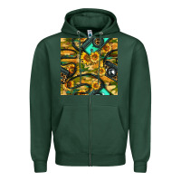 Sports Green Leopard Digital Camera And Sunflowers With Camouflage Seamless Pattern Zipper Hoodie - BundleAndBundleShop