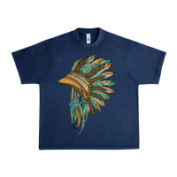 Navy indian leopard headdress blue Urban Heavy Tee - BarkalooDesign