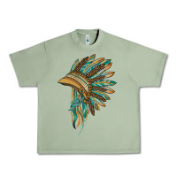 Oil Green indian leopard headdress blue Urban Heavy Tee - BarkalooDesign