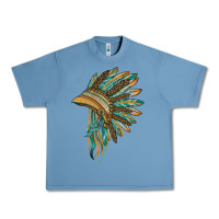 Pebble Blue indian leopard headdress blue Urban Heavy Tee - BarkalooDesign