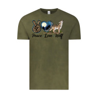 Vintage Olive Peace Love Wolf Vintage Tee - LillyAllenDesigns