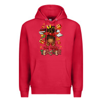 Cardinal one merry teacher afro messy bun Premium Hoodie - texasbilliewilder