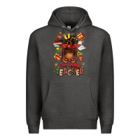 Charcoal Heather one merry teacher afro messy bun Premium Hoodie - texasbilliewilder