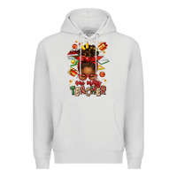 Dove Grey one merry teacher afro messy bun Premium Hoodie - texasbilliewilder