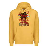 Mustard one merry teacher afro messy bun Premium Hoodie - texasbilliewilder