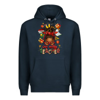 Navy one merry teacher afro messy bun Premium Hoodie - texasbilliewilder