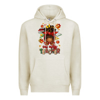 Oatmeal Heather one merry teacher afro messy bun Premium Hoodie - texasbilliewilder