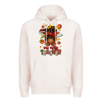 One Merry Teacher Afro Messy Bun Premium Hoodie | Teevron