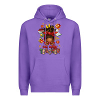 Purple one merry teacher afro messy bun Premium Hoodie - texasbilliewilder