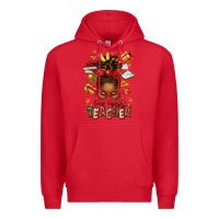 Red one merry teacher afro messy bun Premium Hoodie - texasbilliewilder